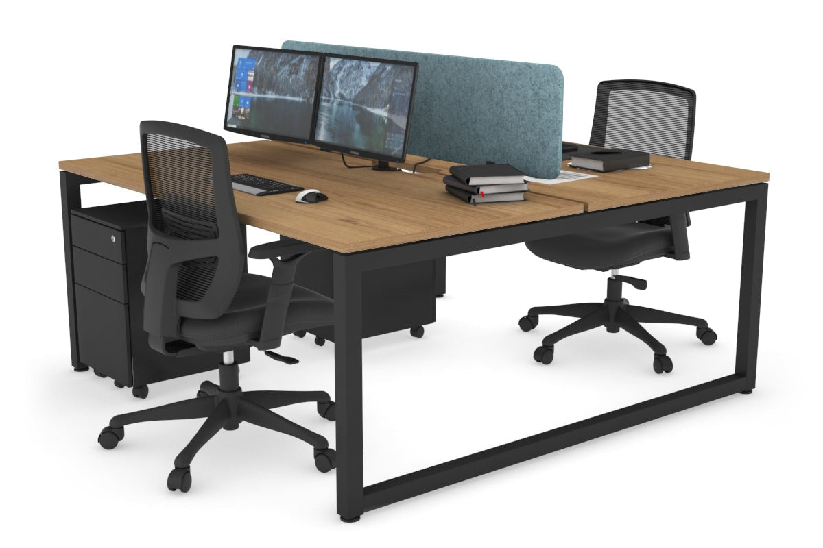 Quadro Loop Leg 2 Person Office Workstations [1400L x 800W with Cable Scallop] Jasonl black leg salvage oak blue echo panel (400H x 1200W)