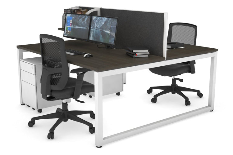 Quadro Loop Leg 2 Person Office Workstations [1400L x 800W with Cable Scallop] Jasonl white leg dark oak moody charcoal (500H x 1400W)