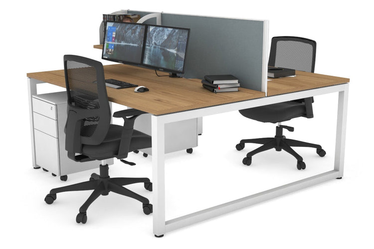 Quadro Loop Leg 2 Person Office Workstations [1400L x 800W with Cable Scallop] Jasonl white leg salvage oak cool grey (500H x 1400W)