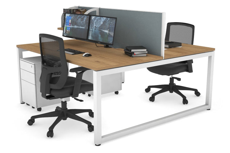 Quadro Loop Leg 2 Person Office Workstations [1400L x 800W with Cable Scallop] Jasonl white leg salvage oak cool grey (500H x 1400W)