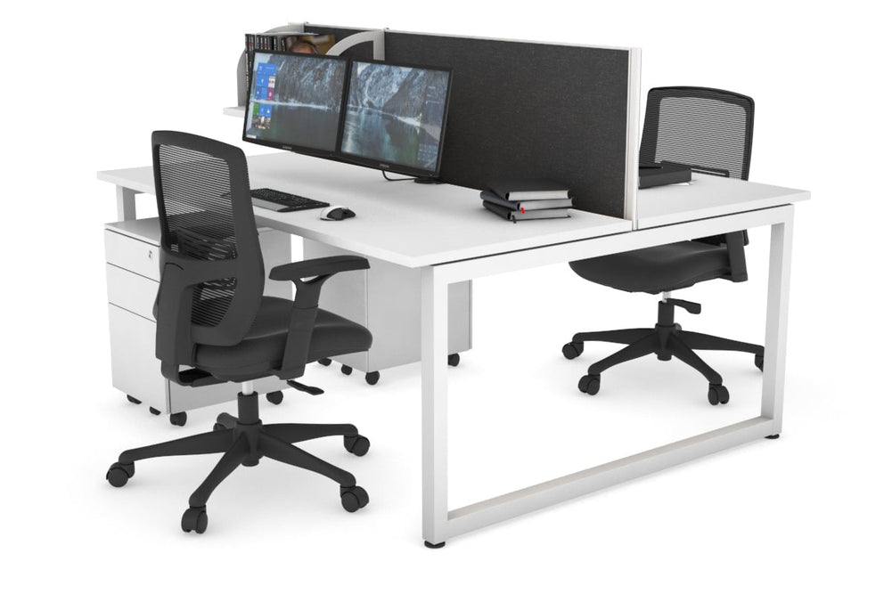 Quadro Loop Legs 2 Person Office Workstation [1600L x 700W]-white leg white moody charcoal (500H x 1600W)