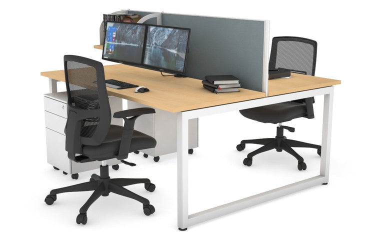 Quadro Loop Leg 2 Person Office Workstations [1600L x 700W] Jasonl white leg maple cool grey (500H x 1600W)