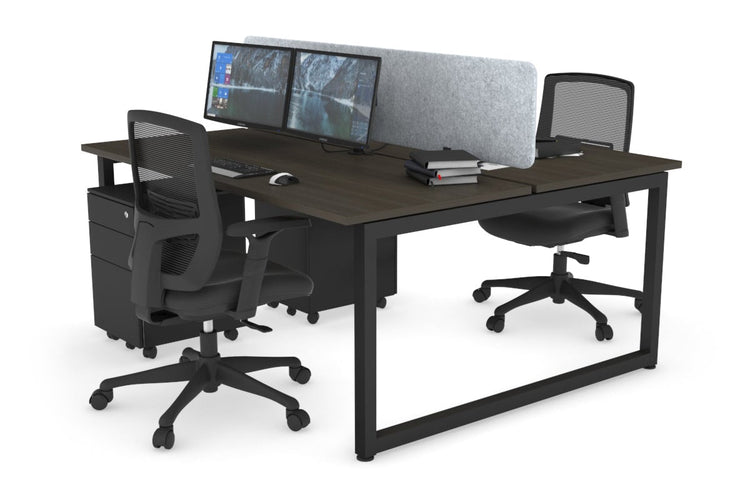 Quadro Loop Leg 2 Person Office Workstations [1600L x 700W] Jasonl black leg dark oak light grey echo panel (400H x 1600W)