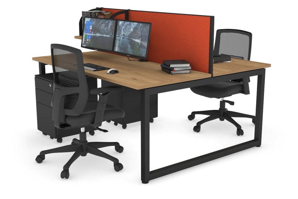 Quadro Loop Legs 2 Person Office Workstation [1600L x 700W]-black leg salvage oak orange squash (500H x 1600W)