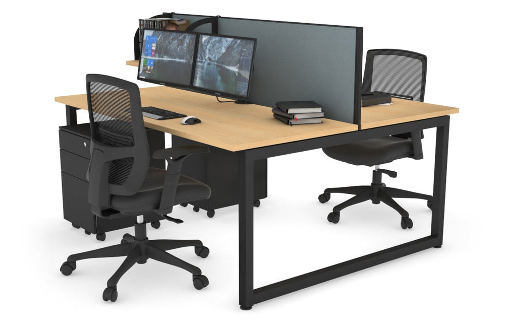 Quadro Loop Legs 2 Person Office Workstation [1600L x 700W]-black leg maple cool grey (500H x 1600W)