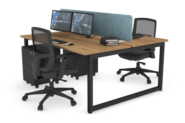 Quadro Loop Leg 2 Person Office Workstations [1600L x 700W] Jasonl black leg salvage oak blue echo panel (400H x 1600W)