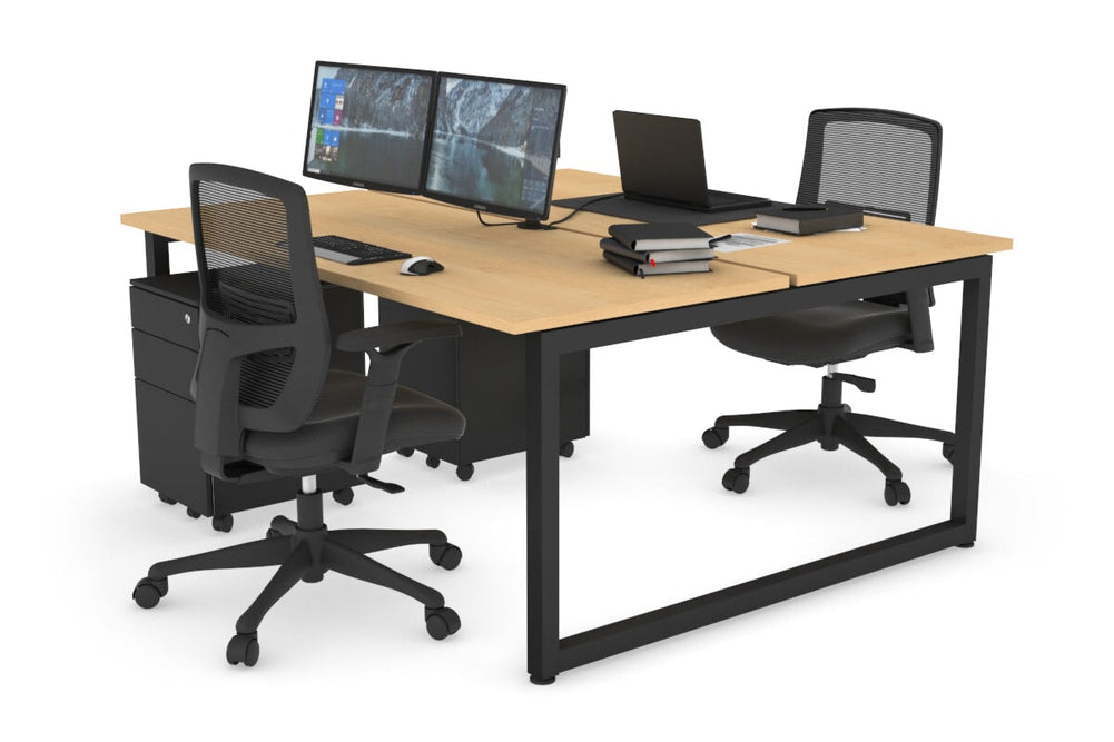Quadro Loop Legs 2 Person Office Workstation [1600L x 700W]-black leg maple none