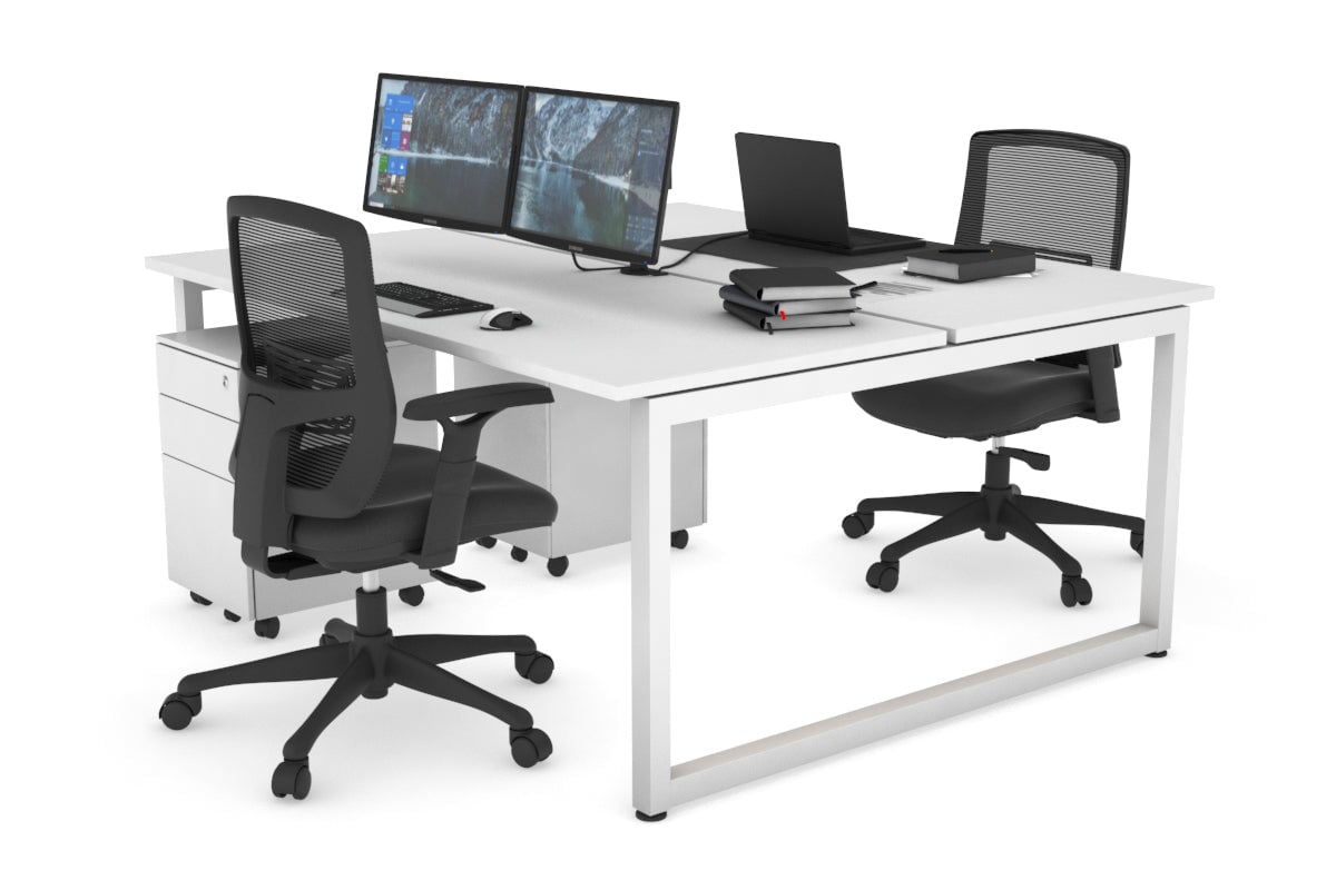 Quadro Loop Leg 2 Person Office Workstations [1600L x 700W] Jasonl white leg white none