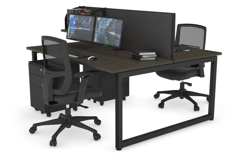 Quadro Loop Legs 2 Person Office Workstation [1600L x 700W]-black leg dark oak moody charcoal (500H x 1600W)