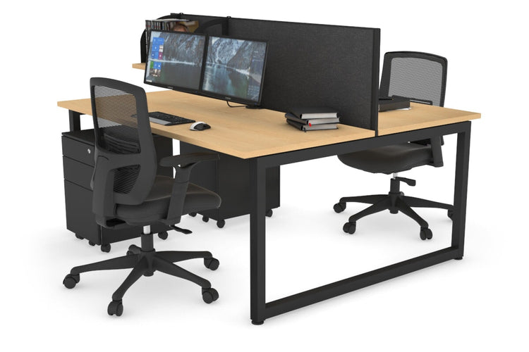 Quadro Loop Leg 2 Person Office Workstations [1600L x 700W] Jasonl black leg maple moody charcoal (500H x 1600W)