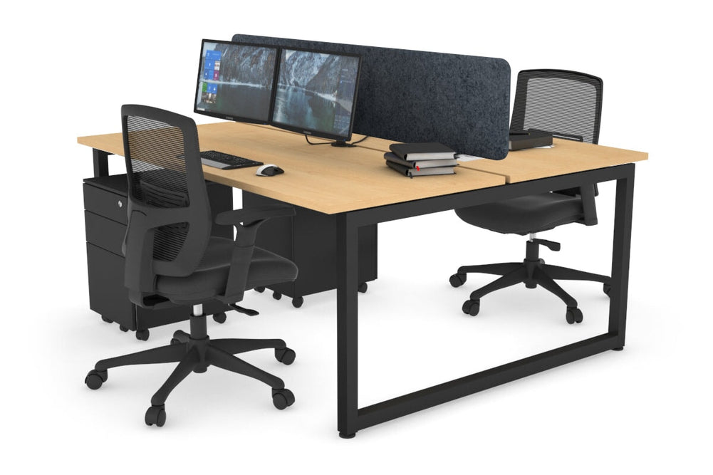 Quadro Loop Legs 2 Person Office Workstation [1600L x 700W]-black leg maple dark grey acoustic panel (400H x 1600W)