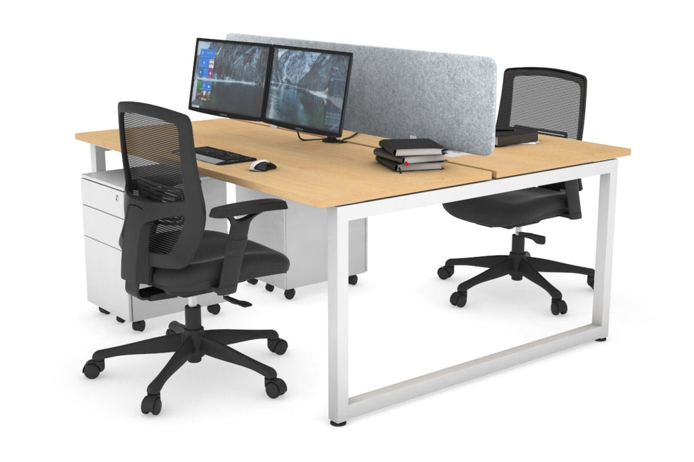Quadro Loop Legs 2 Person Office Workstation [1600L x 700W]-white leg maple light grey acoustic panel (400H x 1600W)