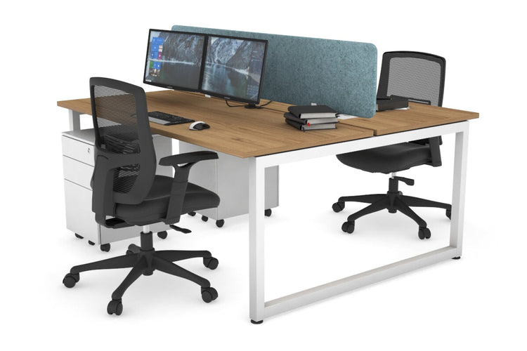 Quadro Loop Leg 2 Person Office Workstations [1600L x 700W] Jasonl white leg salvage oak blue echo panel (400H x 1600W)