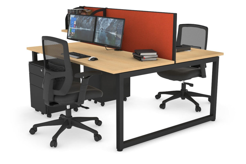 Quadro Loop Legs 2 Person Office Workstation [1600L x 700W]-black leg maple orange squash (500H x 1600W)