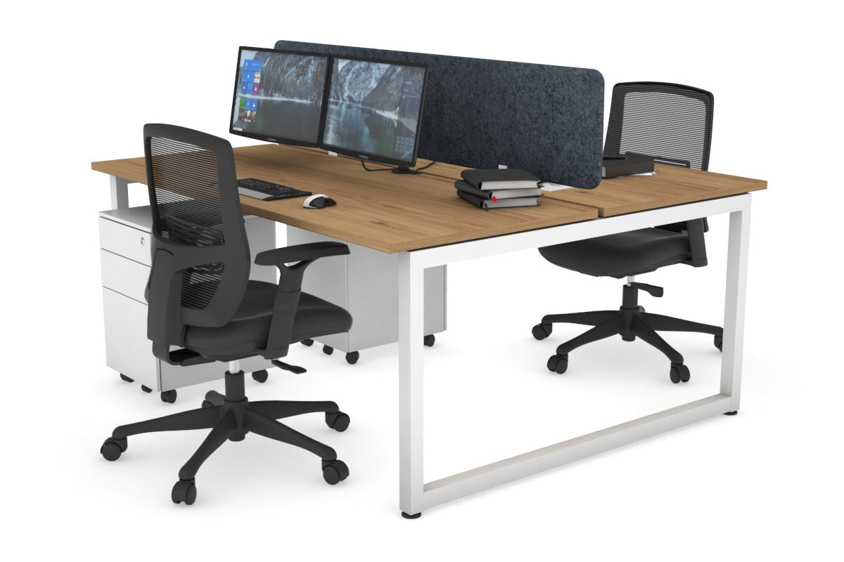 Quadro Loop Leg 2 Person Office Workstations [1600L x 700W] Jasonl white leg salvage oak dark grey echo panel (400H x 1600W)