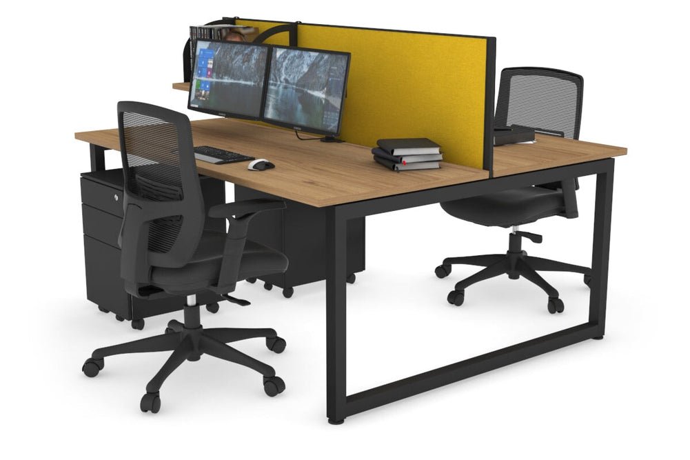 Quadro Loop Legs 2 Person Office Workstation [1600L x 700W]-black leg salvage oak mustard yellow (500H x 1600W)