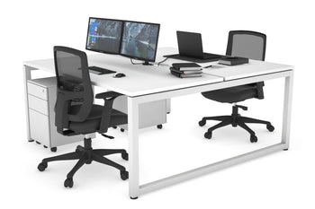  - Quadro Loop Legs 2 Person Office Workstation [1600L x 800W with Cable Scallop] - 1