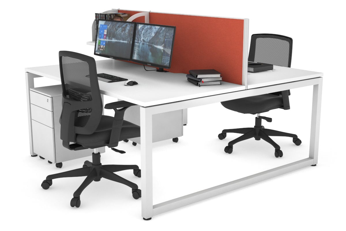 Quadro Loop Leg 2 Person Office Workstations [1600L x 800W with Cable Scallop] Jasonl white leg white orange squash (500H x 1600W)