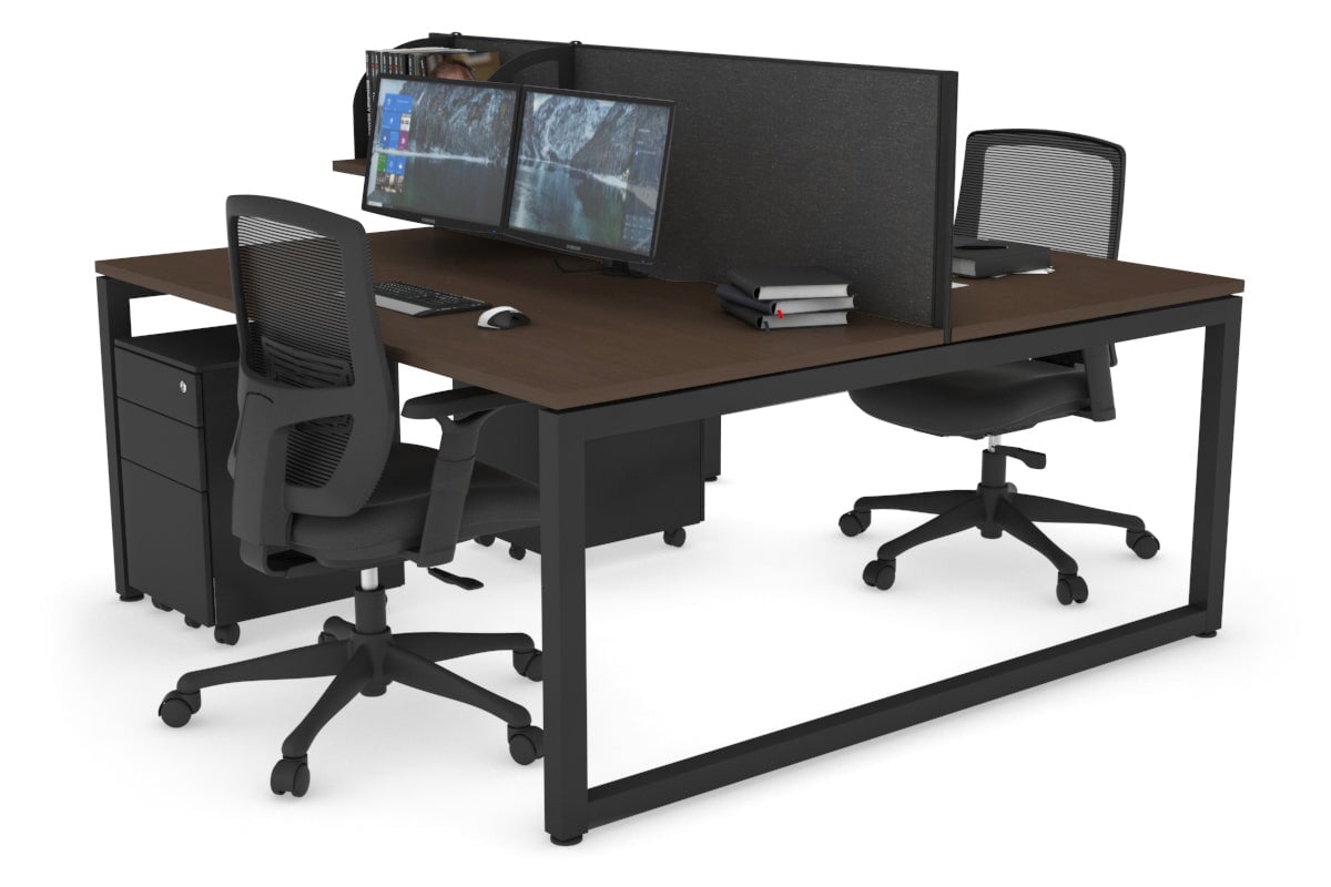 Quadro Loop Leg 2 Person Office Workstations [1600L x 800W with Cable Scallop] Jasonl black leg wenge moody charcoal (500H x 1600W)
