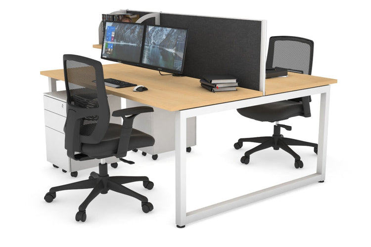 Quadro Loop Leg 2 Person Office Workstations [1800L x 700W] Jasonl white leg maple moody charcoal (500H x 1800W)