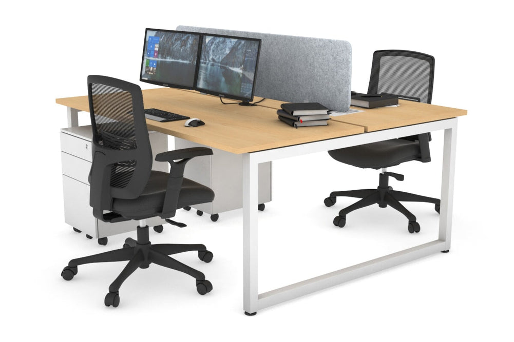 Quadro Loop Legs 2 Person Office Workstation [1800L x 700W]-white leg maple light grey acoustic panel (400H x 1600W)
