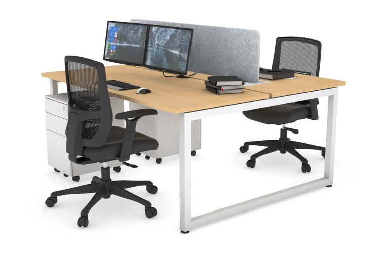 Quadro Loop Leg 2 Person Office Workstations [1800L x 700W] Jasonl white leg maple light grey echo panel (400H x 1600W)