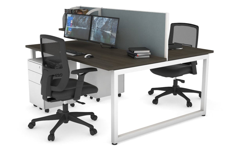 Quadro Loop Legs 2 Person Office Workstation [1800L x 700W]-white leg dark oak cool grey (500H x 1800W)