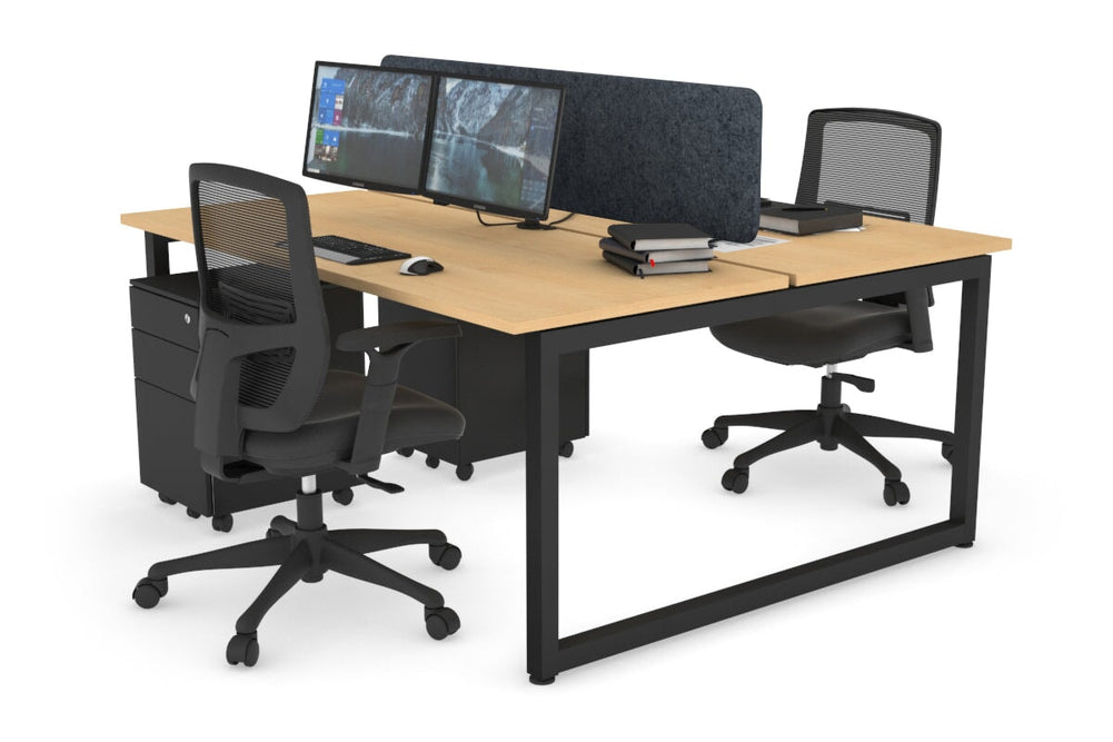 Quadro Loop Legs 2 Person Office Workstation [1800L x 700W]-black leg maple dark grey acoustic panel (400H x 1600W)