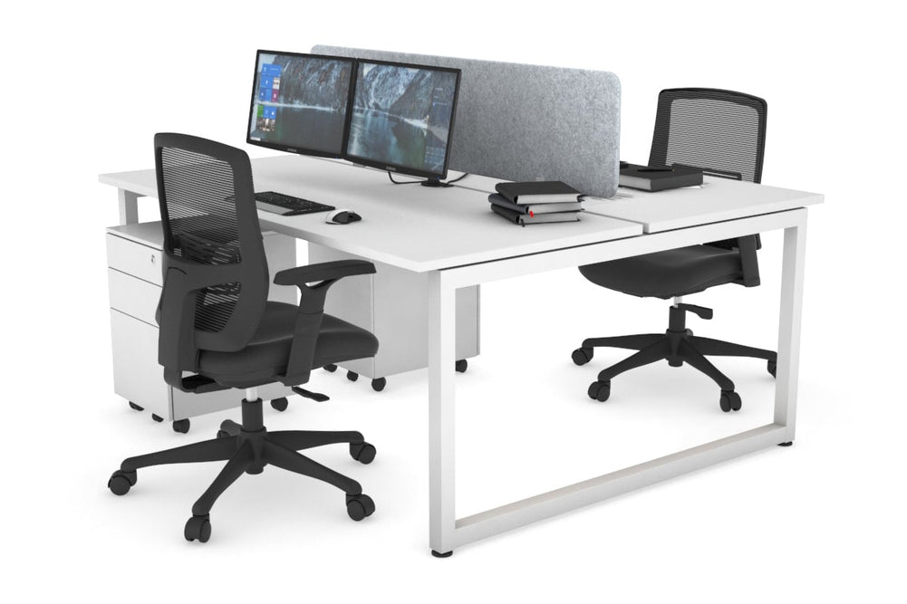 Quadro Loop Legs 2 Person Office Workstation [1800L x 700W]-white leg white light grey acoustic panel (400H x 1600W)