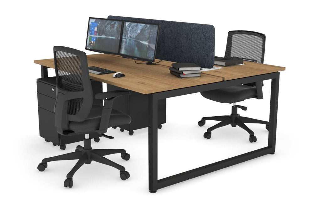 Quadro Loop Legs 2 Person Office Workstation [1800L x 700W]-black leg salvage oak dark grey acoustic panel (400H x 1600W)