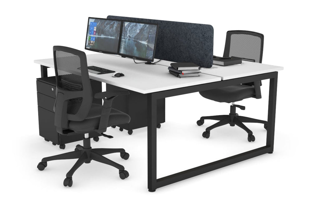 Quadro Loop Legs 2 Person Office Workstation [1800L x 700W]-black leg white dark grey acoustic panel (400H x 1600W)