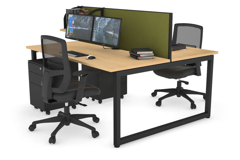 Quadro Loop Legs 2 Person Office Workstation [1800L x 700W]-black leg maple green moss (500H x 1800W)