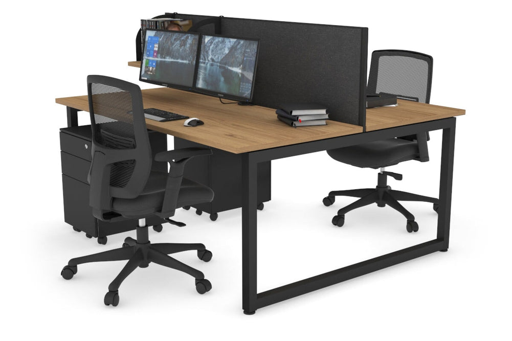 Quadro Loop Legs 2 Person Office Workstation [1800L x 700W]-black leg salvage oak moody charcoal (500H x 1800W)