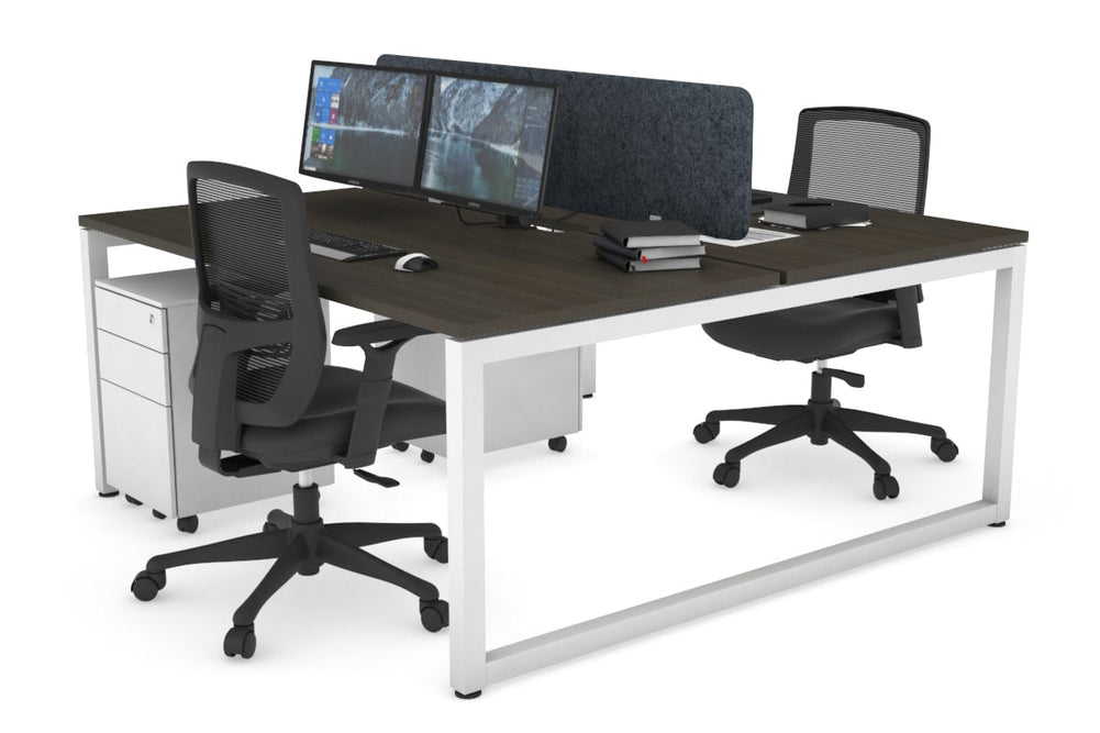 Quadro Loop Legs 2 Person Office Workstation [1800L x 800W with Cable Scallop]-white leg dark oak dark grey acoustic panel (400H x 1600W)
