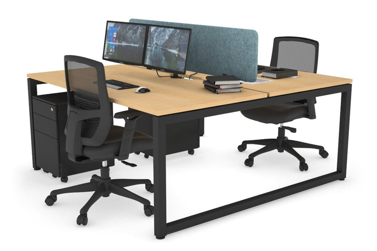 Quadro Loop Leg 2 Person Office Workstations [1800L x 800W with Cable Scallop] Jasonl black leg maple blue echo panel (400H x 1600W)