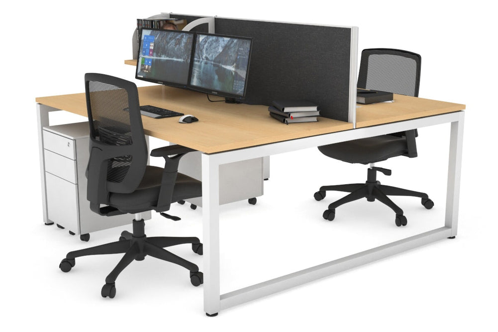 Quadro Loop Legs 2 Person Office Workstation [1800L x 800W with Cable Scallop]-white leg maple moody charcoal (500H x 1800W)