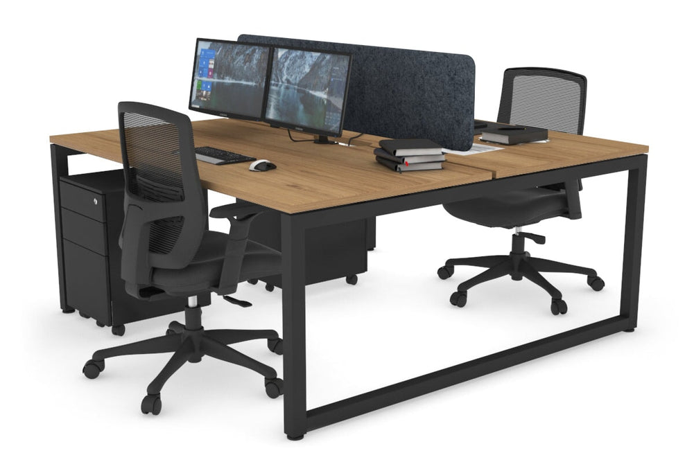 Quadro Loop Legs 2 Person Office Workstation [1800L x 800W with Cable Scallop]-black leg salvage oak dark grey acoustic panel (400H x 1600W)