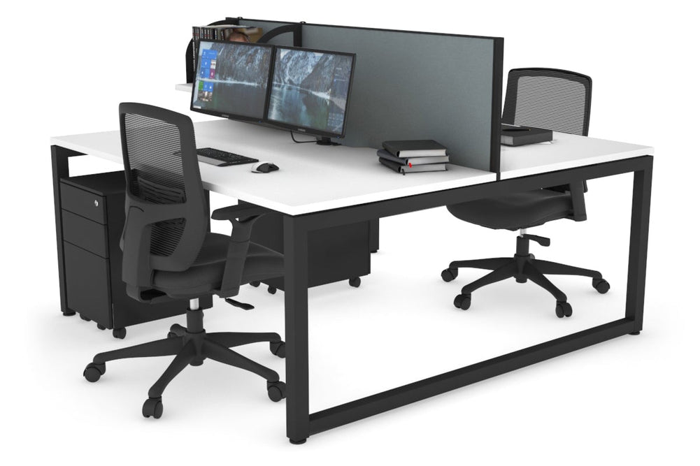 Quadro Loop Legs 2 Person Office Workstation [1800L x 800W with Cable Scallop]-black leg white cool grey (500H x 1800W)