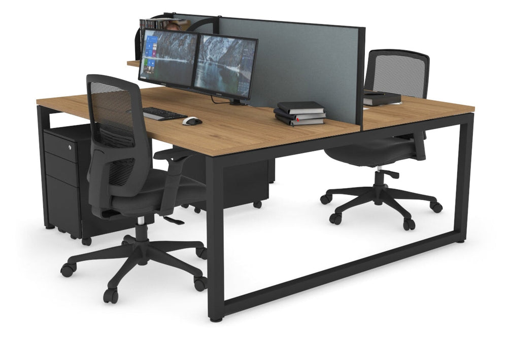 Quadro Loop Legs 2 Person Office Workstation [1800L x 800W with Cable Scallop]-black leg salvage oak cool grey (500H x 1800W)