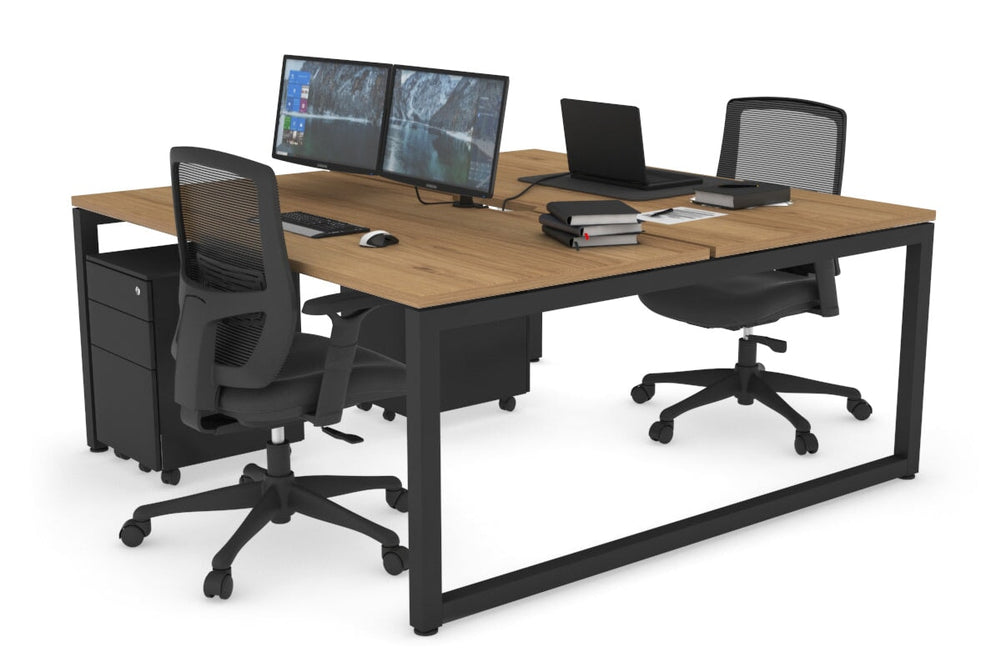 Quadro Loop Legs 2 Person Office Workstation [1800L x 800W with Cable Scallop]-black leg salvage oak none