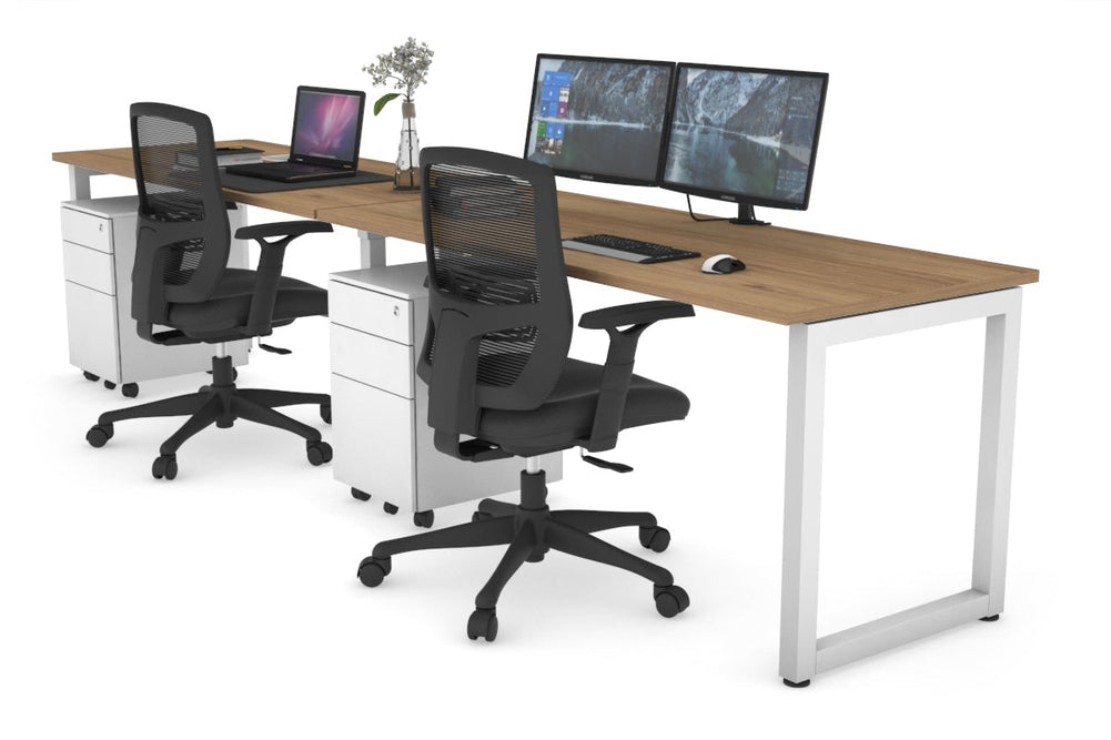Quadro Loop Legs 2 Person Run Office Workstation [1200L x 700W]-white leg salvage oak 