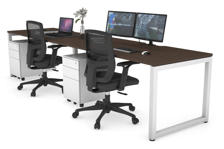 Quadro Loop Leg 2 Person Run Office Workstations [1200L x 800W with Cable Scallop] Jasonl white leg wenge 