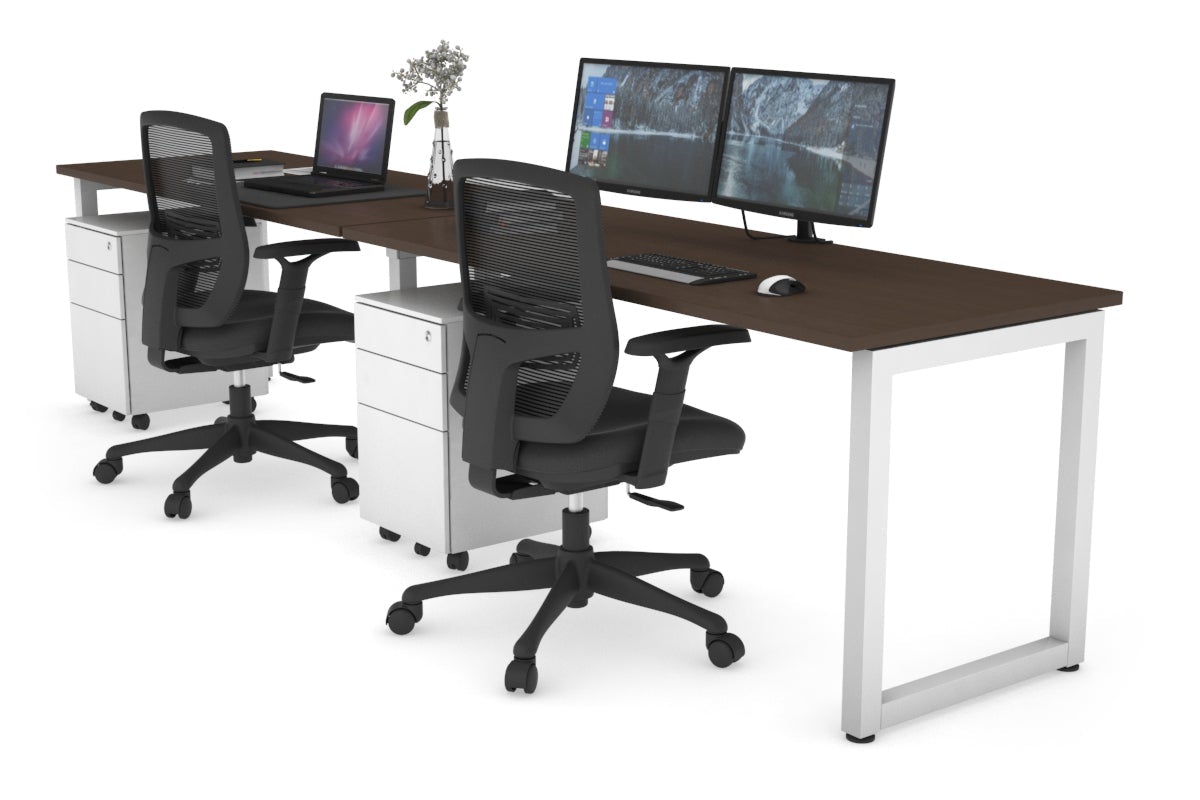 Quadro Loop Leg 2 Person Run Office Workstations [1400L x 700W] Jasonl white leg wenge 