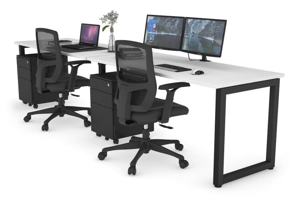 Quadro Loop Legs 2 Person Run Office Workstation [1400L x 700W]-black leg white 