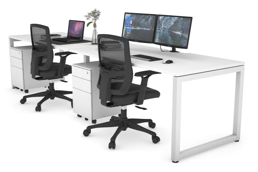 Quadro Loop Legs 2 Person Run Office Workstation [1400L x 800W with Cable Scallop]-white leg white 