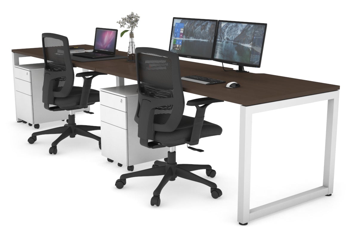 Quadro Loop Leg 2 Person Run Office Workstations [1400L x 800W with Cable Scallop] Jasonl white leg wenge 