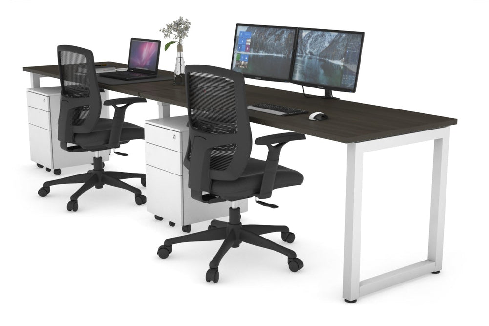 Quadro Loop Legs 2 Person Run Office Workstation [1600L x 700W]-white leg dark oak 