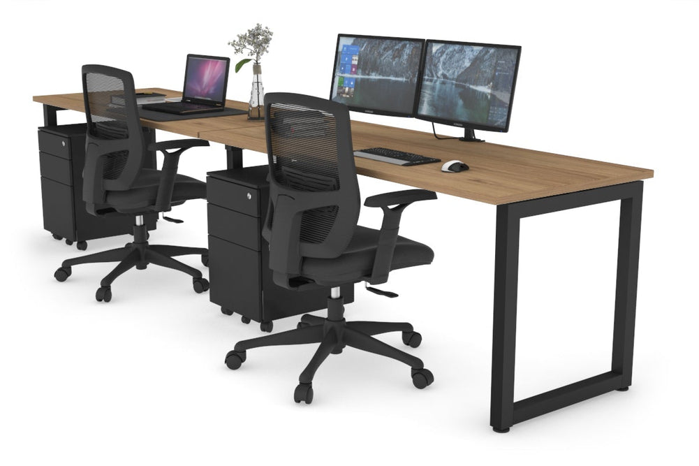 Quadro Loop Legs 2 Person Run Office Workstation [1600L x 700W]-black leg salvage oak 