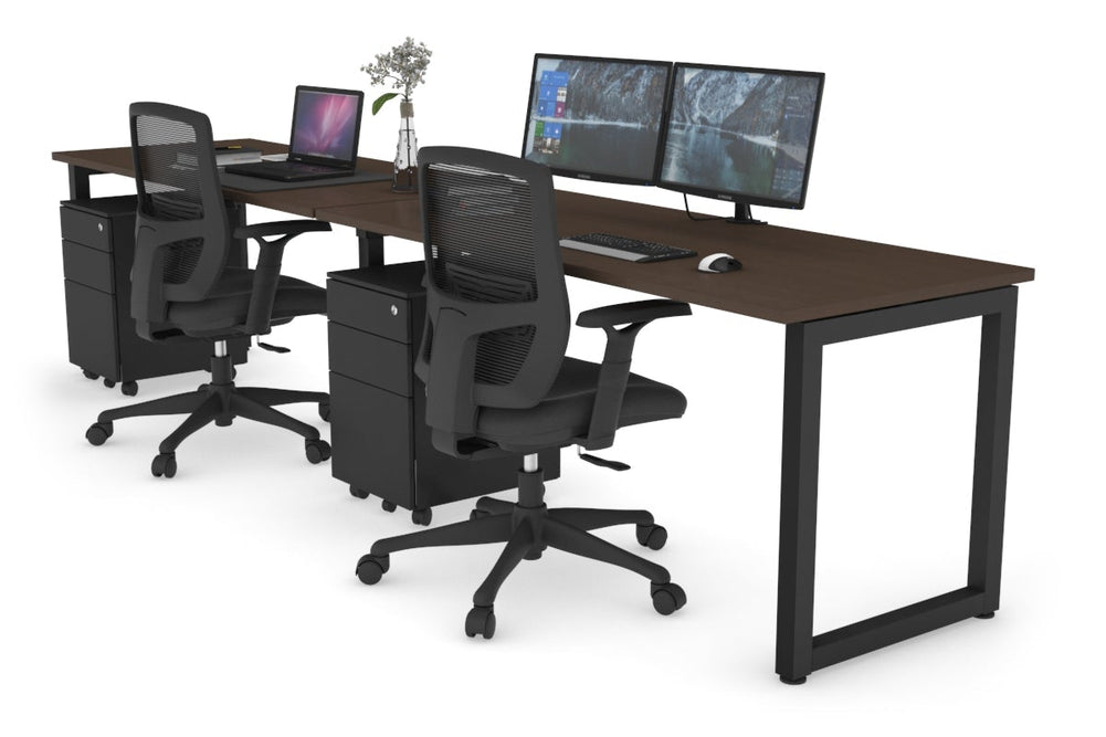 Quadro Loop Legs 2 Person Run Office Workstation [1800L x 700W]-black leg dark oak 
