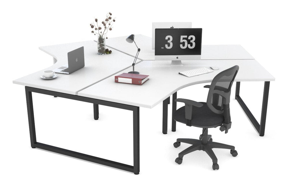 Quadro Loop Legs 3 Person 120 Degree Office Workstation-black leg none 